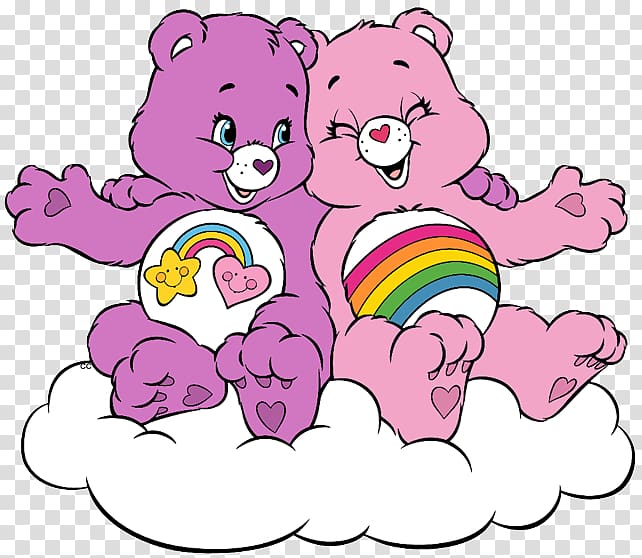 purple and pink Care Bears riding on cloud illustration, Harmony Bear Care Bears , best friend transparent background PNG clipart