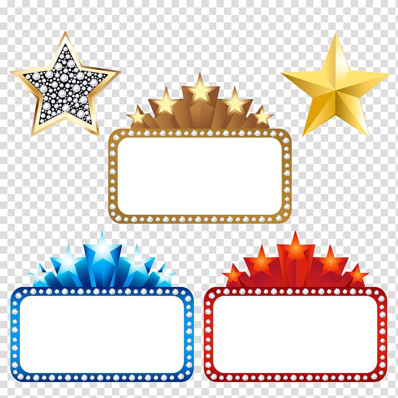 three brown, blue, and red frames, Marquee Cinema , Movie background transparent background PNG clipart