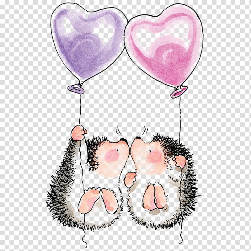 purple and pink heart illustration, Penny Black Hedgehog Rubber stamp Postage stamp, kiss transparent background PNG clipart