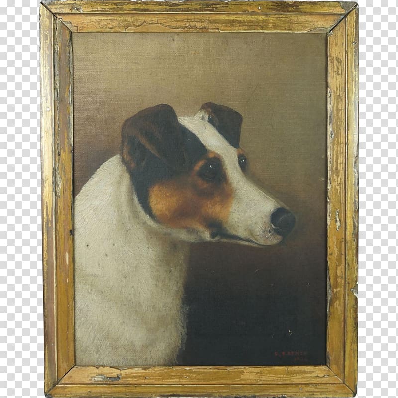 Jack Russell Terrier Dog breed Oil painting Portrait, antique transparent background PNG clipart