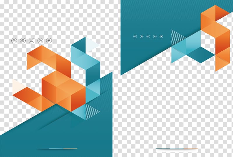 blue and orange abstract illustration, Brochure Graphic design Flyer, Triangle puzzle business manual transparent background PNG clipart