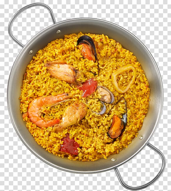 Paella Arroz con pollo Pilaf Squid as food Recipe, rice transparent background PNG clipart
