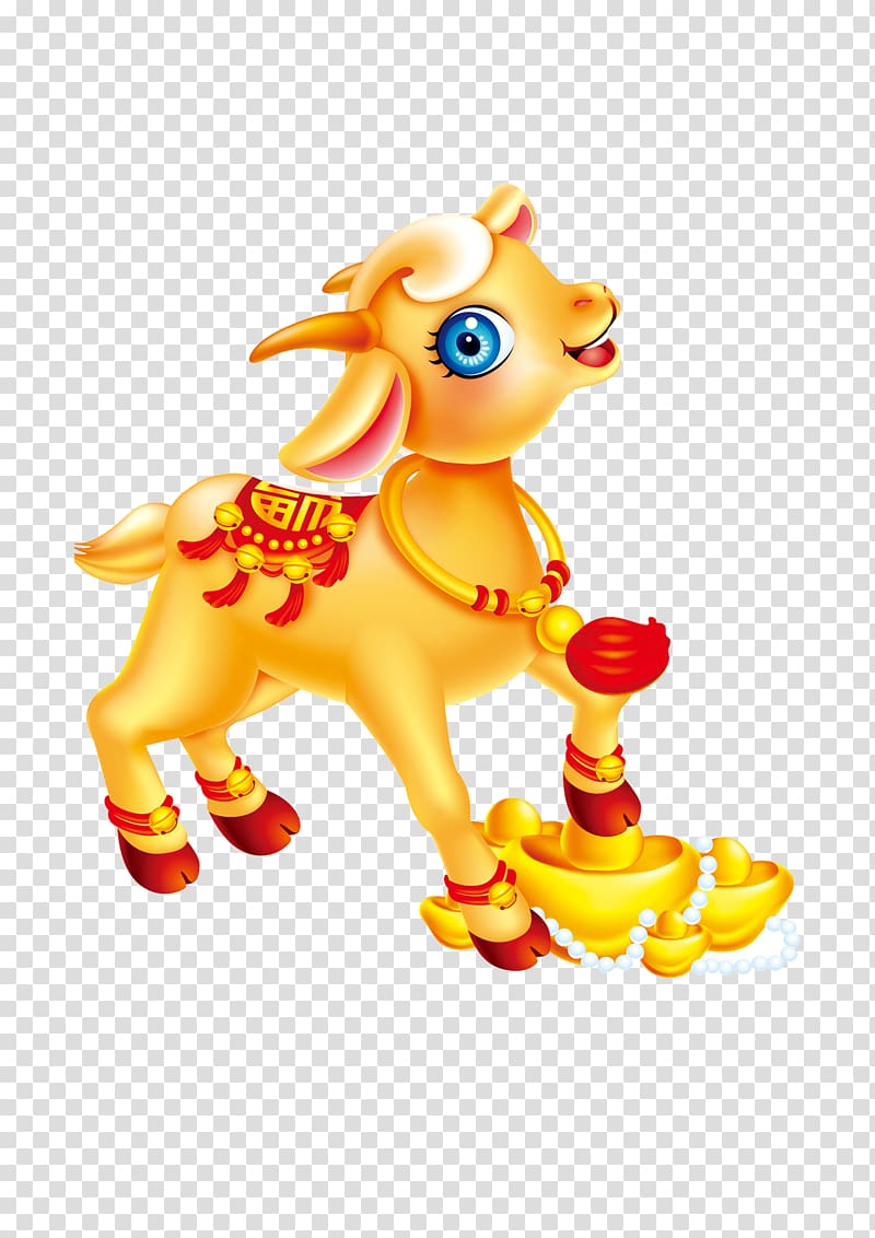 Goat Sheep Chinese New Year, Golden Goat transparent background PNG clipart