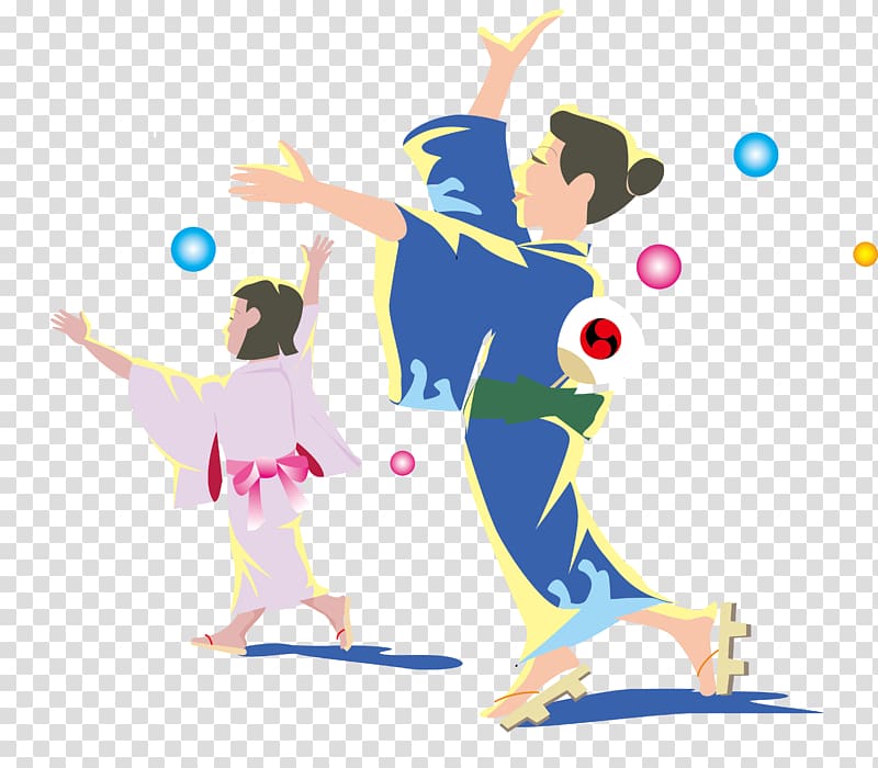 Japan Dance , Japanese kimono dancing mother and daughter transparent background PNG clipart