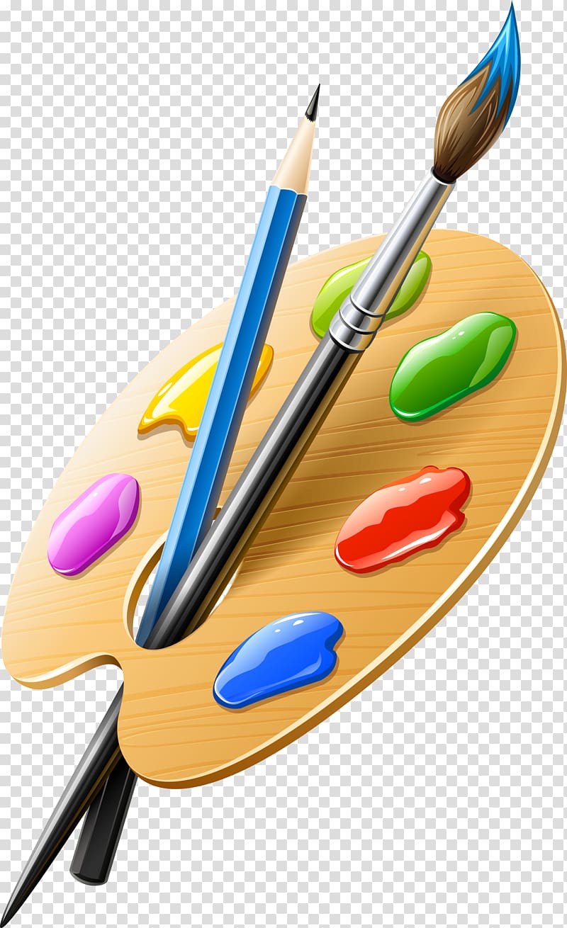 Paint brush and pencil ilustration, Palette Paintbrush Artist, palette  transparent background PNG clipart