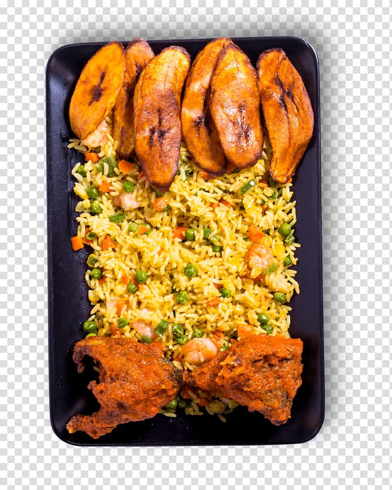 Jollof rice Fried rice Fried chicken African cuisine Nigerian cuisine, fried fish transparent background PNG clipart