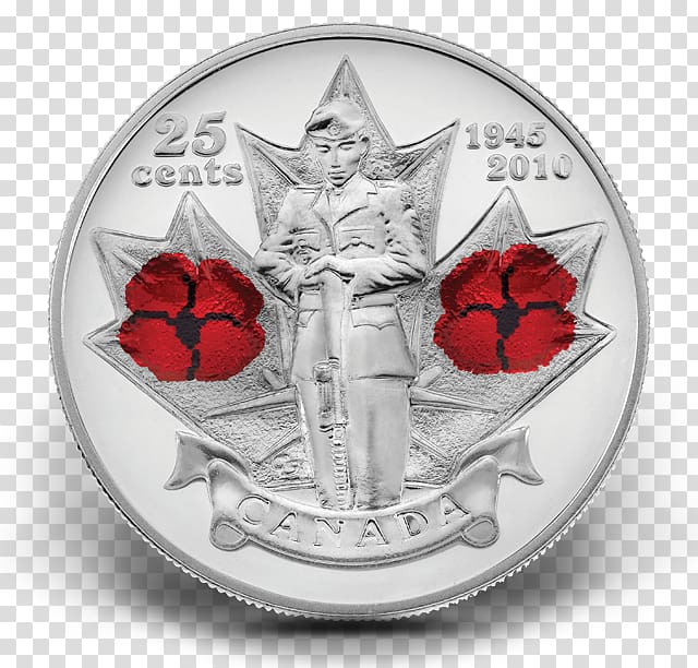Uncirculated coin Quarter Poppy Cent, Canada Day transparent background PNG clipart