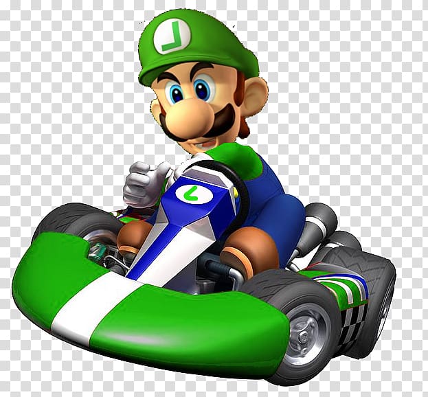 Luigi riding go-kart art, Mario Kart Wii Super Mario Kart Mario Kart 8 Mario Kart: Double Dash Super Mario Bros., luigi transparent background PNG clipart