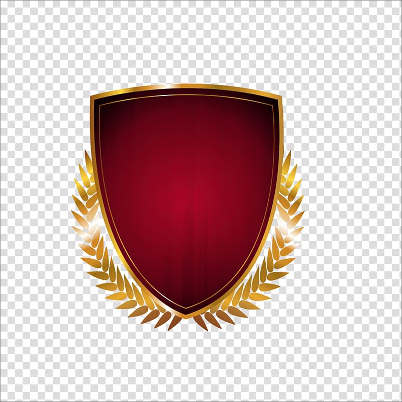 red shield with gold-colored leaves, Shield transparent background PNG clipart