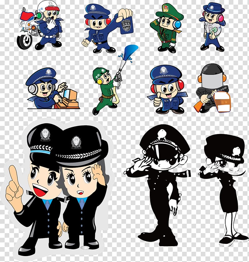 Police officer Adobe Illustrator Cartoon Peoples Police of the Peoples Republic of China, cartoon police Collection transparent background PNG clipart