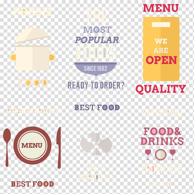 Fast food Restaurant Poster Menu, 6 flat menu design material transparent background PNG clipart