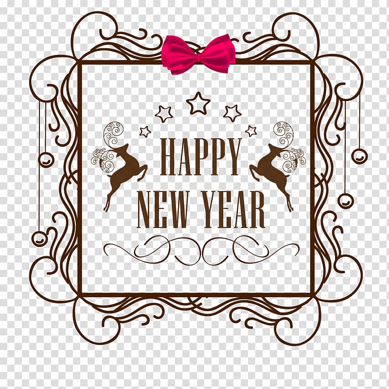 Creative Market New Year Illustration, Happy New Year retro label transparent background PNG clipart