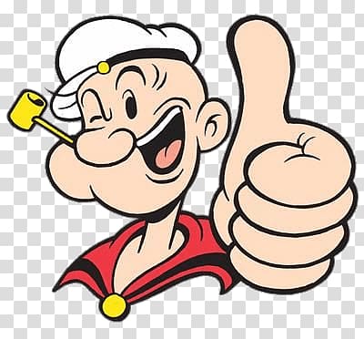 Popeye illustration, Popeye Thumb Up transparent background PNG clipart