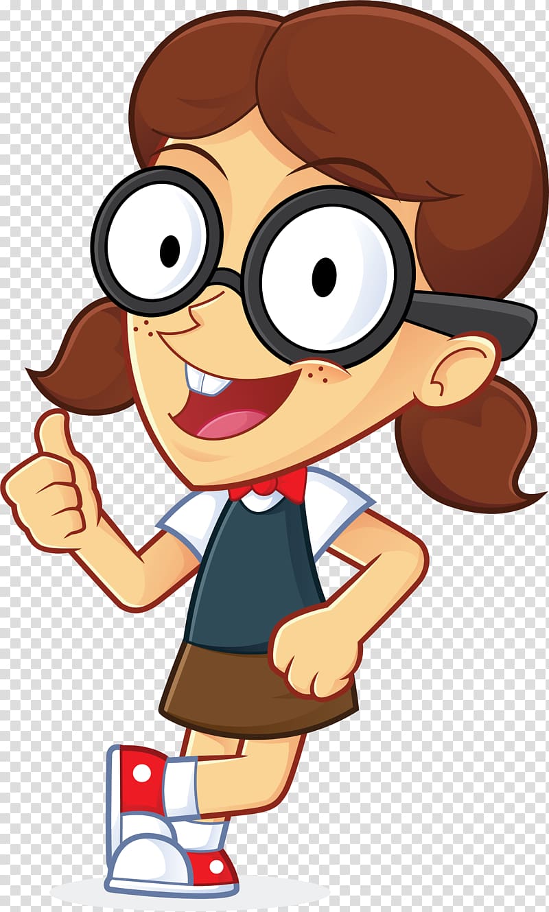 Nerd Geek girl Cartoon, lean transparent background PNG clipart