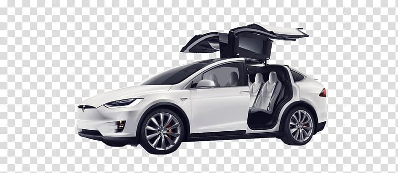 white car, Tesla Model X White Open Doors transparent background PNG clipart