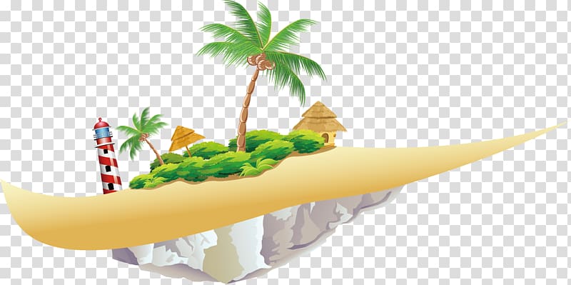 Tropical Islands Resort Cartoon Illustration, Beach material transparent background PNG clipart