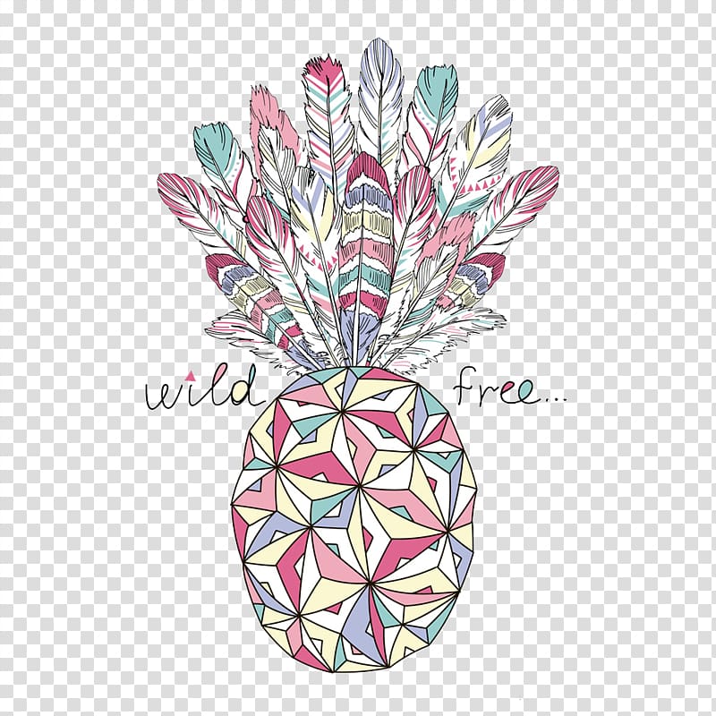 Printed T-shirt Viscolycra Pocket Collar, Artistic pineapple works transparent background PNG clipart