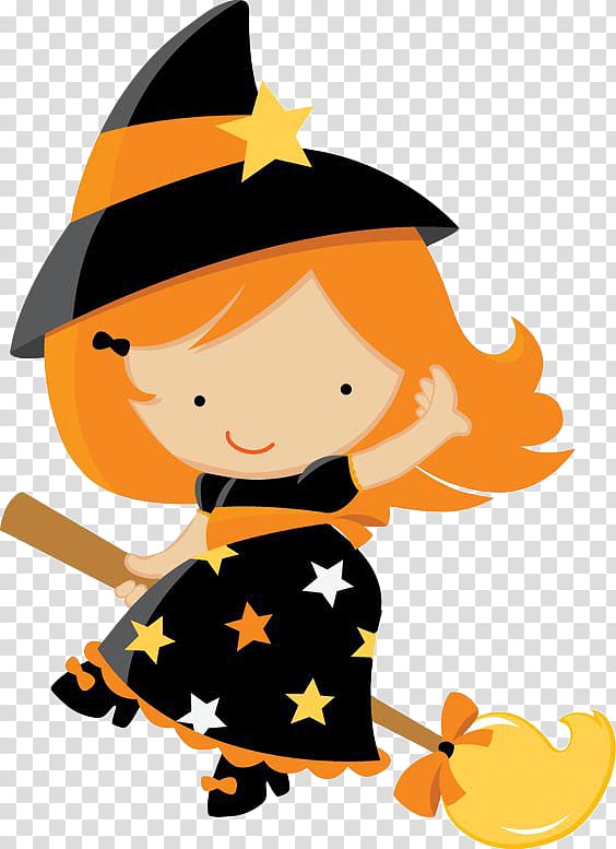 Witchcraft Halloween , Hand-painted little witch transparent background PNG clipart