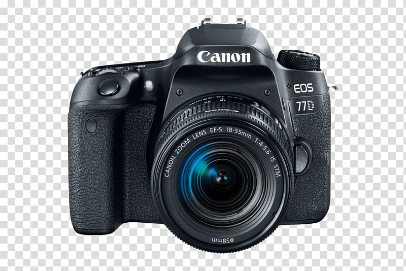 Canon EOS 77D Canon EOS 1300D Canon EOS 800D Canon EF-S 18–55mm lens Canon EOS 4000D Body, Camera transparent background PNG clipart