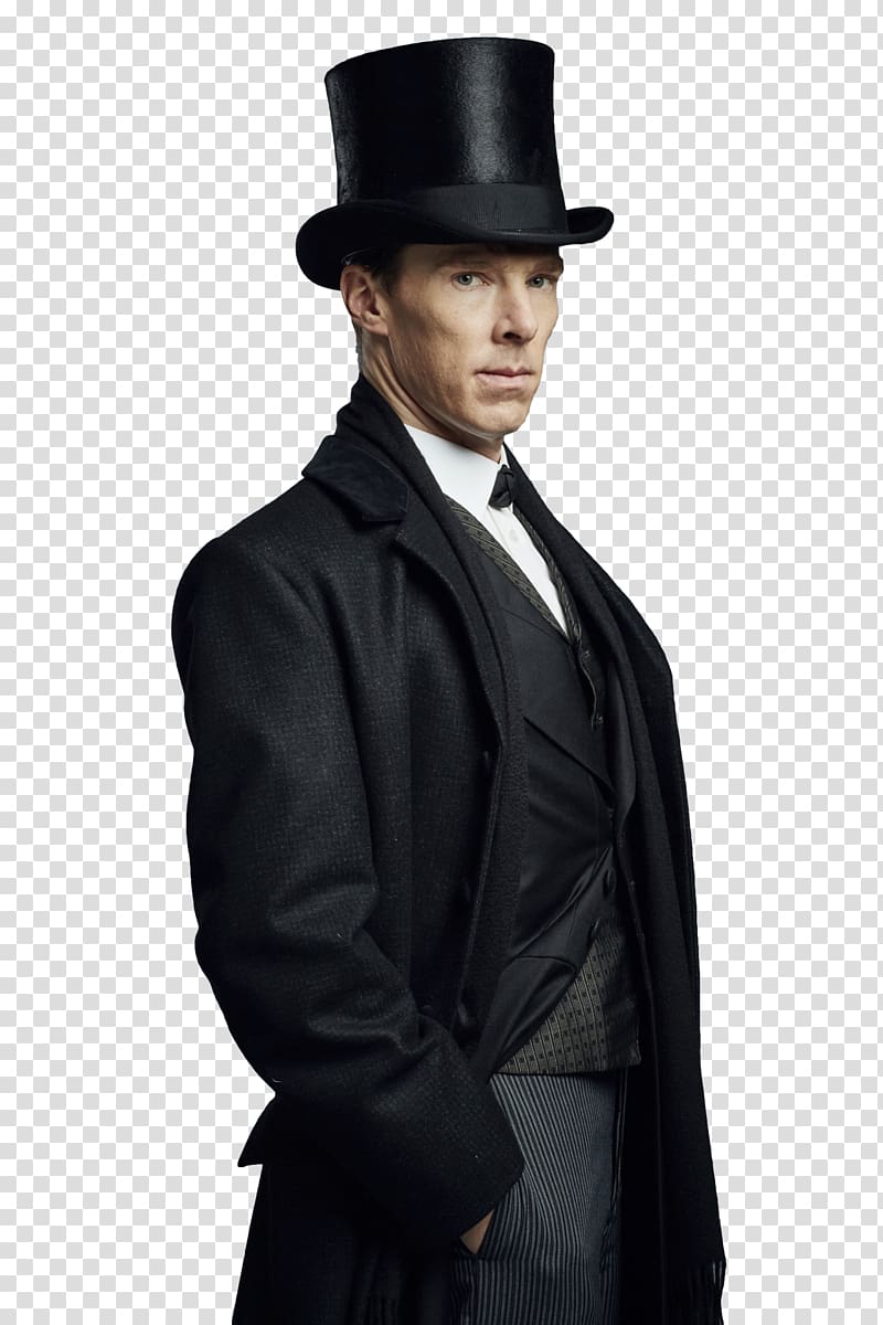 men's black coat, Benedict Cumberbatch The Abominable Bride Sherlock Holmes Doctor Watson Baker Street, Benedict Cumberbatch transparent background PNG clipart