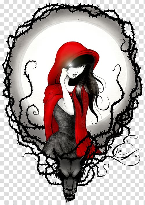 Little Red Riding Hood Big Bad Wolf Tattoo Fairy tale Pernicious Red, little red riding hood transparent background PNG clipart