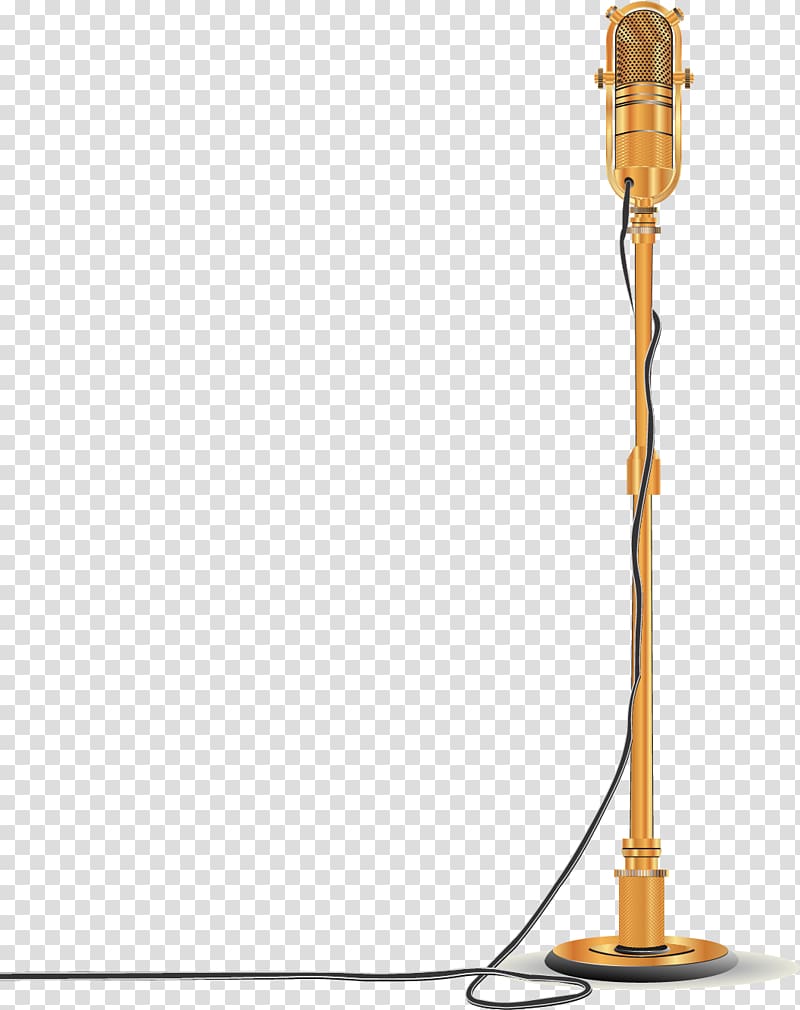 gold condenser microphone illustration, Microphone illustration, painted golden microphone transparent background PNG clipart