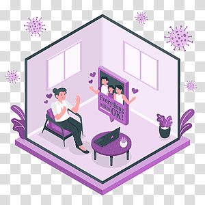 illustration, Stay Positive, home, video, leisure, stay, family, call, friends, coronavirus, covid, positive transparent background PNG clipart thumbnail