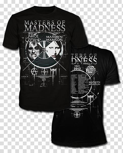 T-shirt Holy Wood (In the Shadow of the Valley of Death) Marilyn Manson Masters of Madness Tour, Alice Cooper transparent background PNG clipart