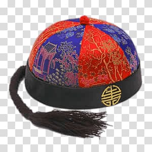 black, red, and blue Chinese traditional hat, Chinese Silk Hat transparent background PNG clipart