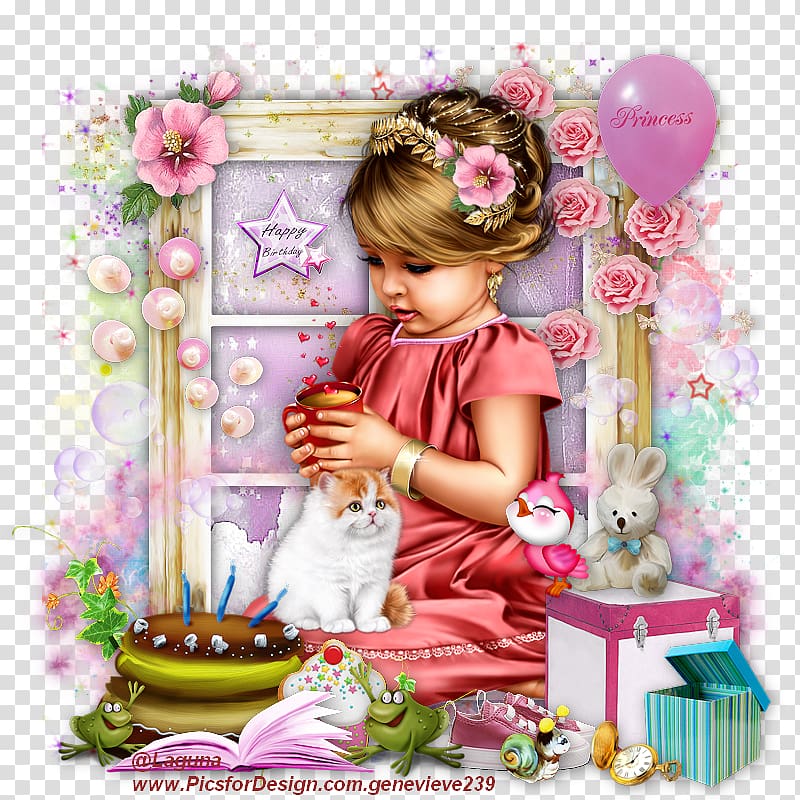 Toddler Doll Pink M Petal Infant, little princess birthday transparent background PNG clipart