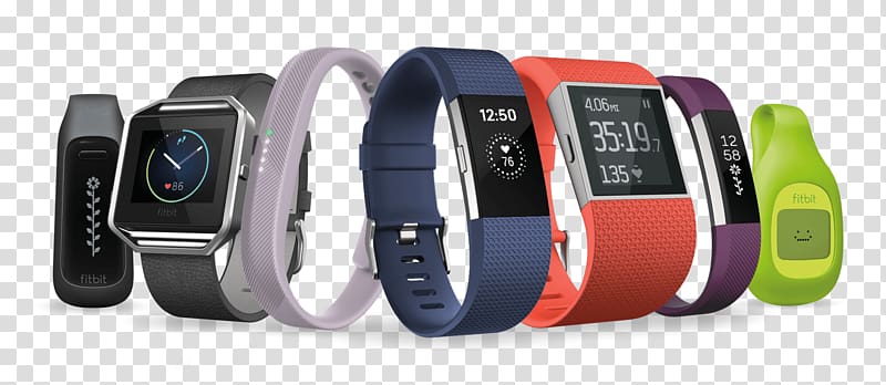 assorted-color Fitbit fitness bands, Line Up Of Fitbit Connected Objects transparent background PNG clipart