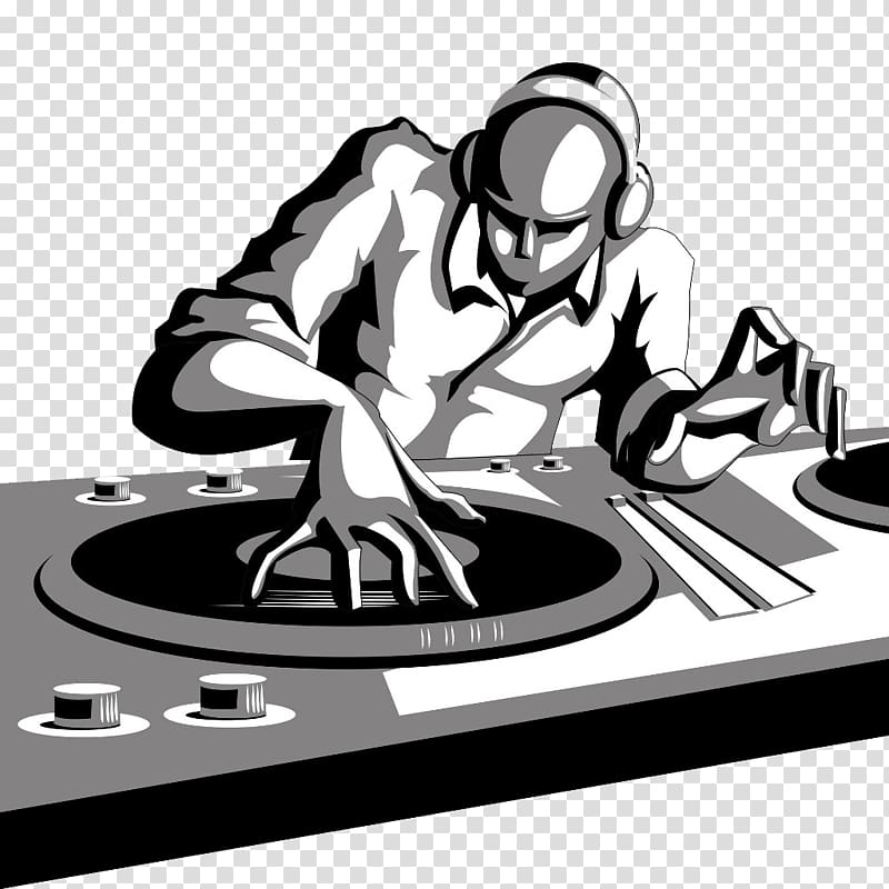 DJ illustration, Disc jockey DJ mixer Cartoon , Rap File transparent background PNG clipart