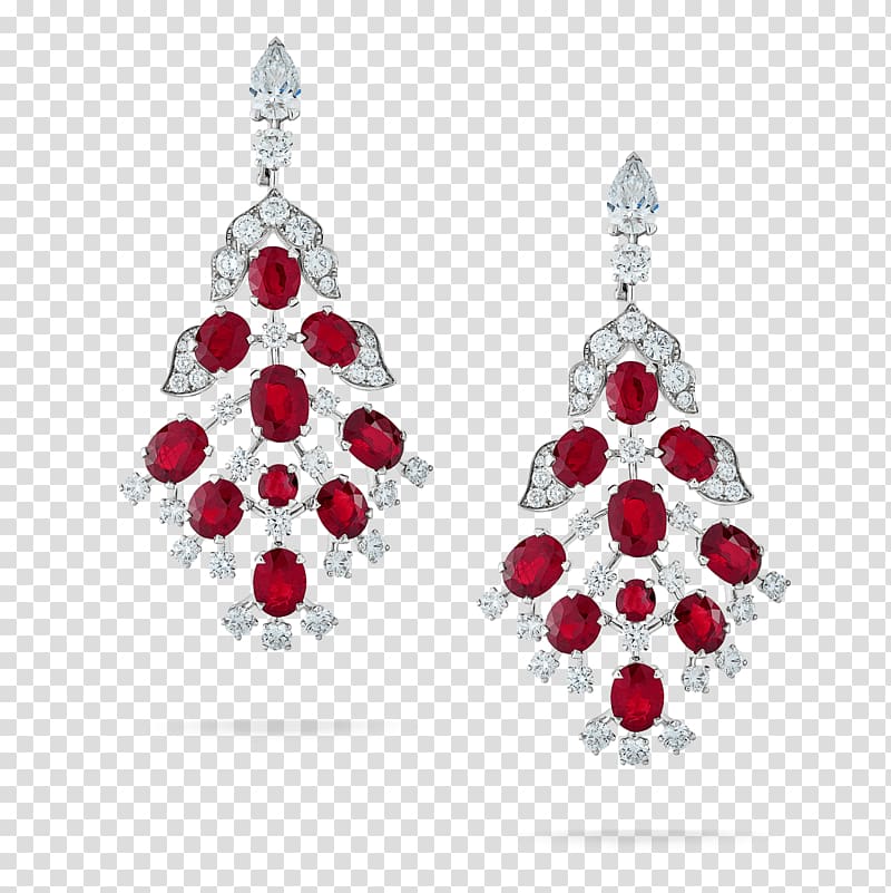 Ruby Earring Jewellery Diamond Gemstone, chandelier earrings transparent background PNG clipart