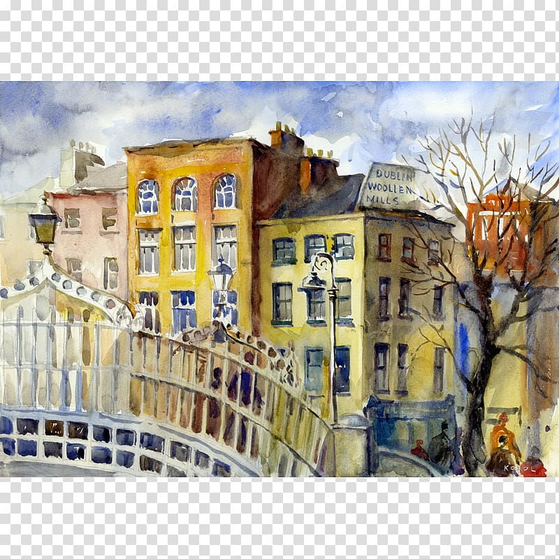 Ha\'penny Bridge Watercolor painting Paper Giclée, painting transparent background PNG clipart