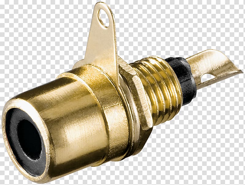 RCA connector Electrical connector Buchse Adapter Audio and video connector, Mikrofon gold transparent background PNG clipart