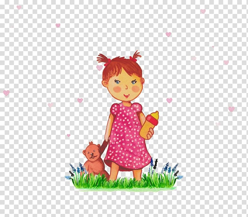 Watercolor painting Illustration, little girl transparent background PNG clipart