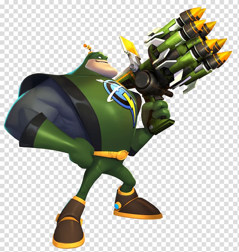 green cartoon character carrying weapon illustration, Ratchet Clank Weapon transparent background PNG clipart