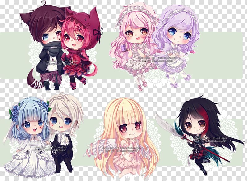 Chibi Drawing Anime Art Kavaii, Chibi couple transparent background PNG clipart