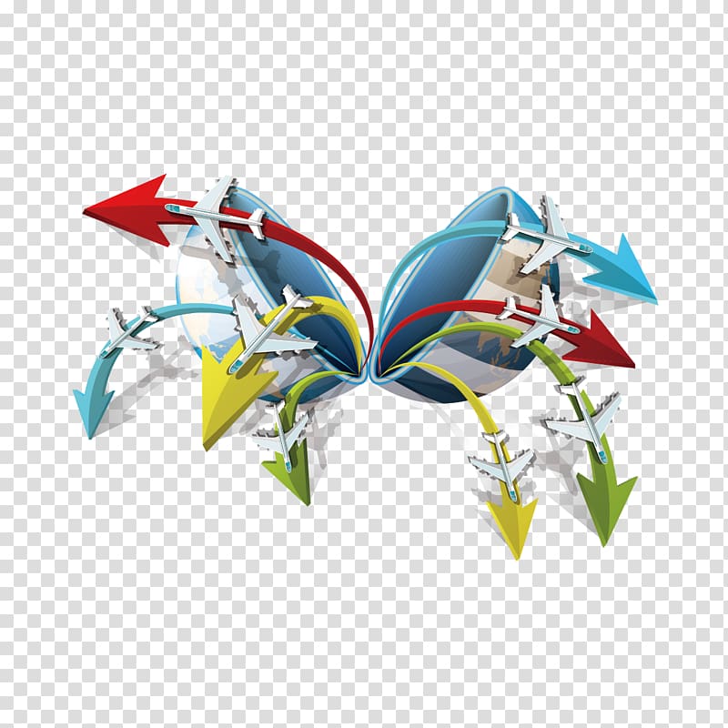 Airplane Arrow, Earth and arrow transparent background PNG clipart