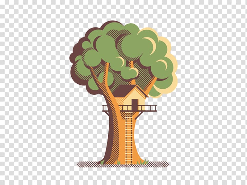 Digital illustration Graphic design Illustration, Retro Tree House Free pull material transparent background PNG clipart