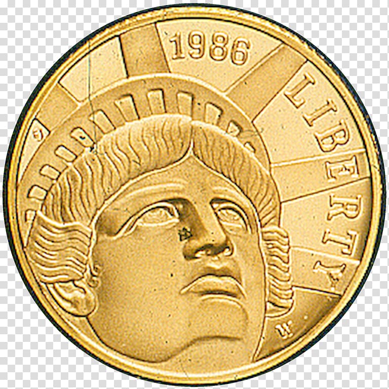 Gold coin Statue of Liberty Gold coin Dollar coin, Coin transparent background PNG clipart