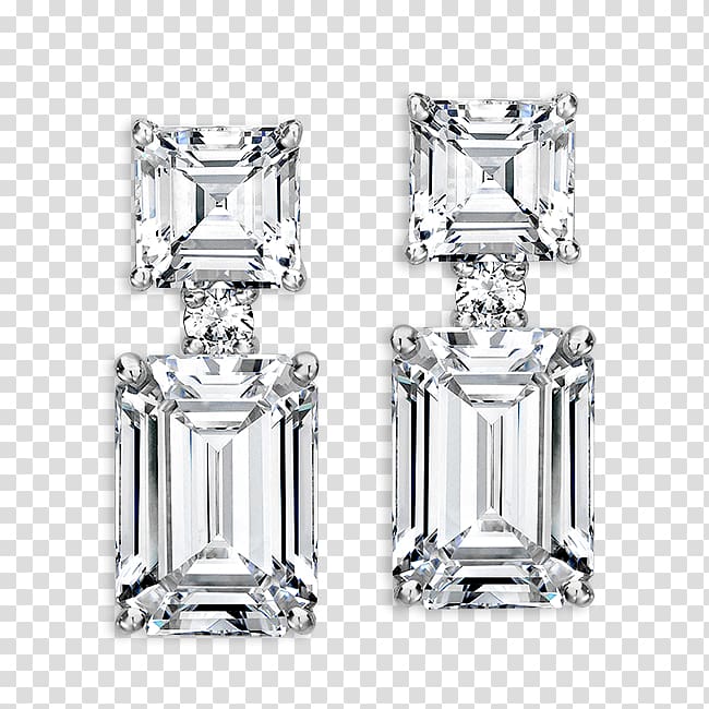 Earring Cubic zirconia Diamond cut Emerald, ring diagram transparent background PNG clipart