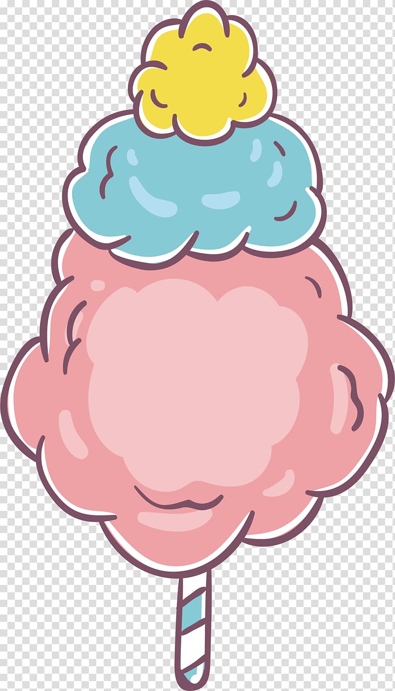 Cotton candy Lollipop Zefir Sugar, Combination colored cotton candy transparent background PNG clipart