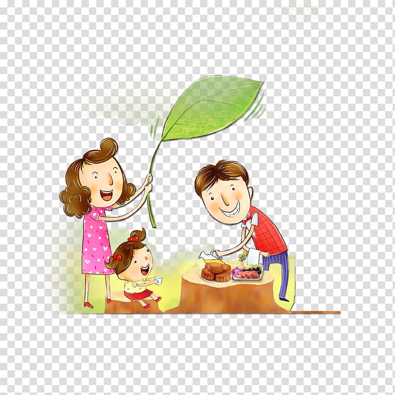 Family Cartoon Drawing Child Illustration, a family of three transparent background PNG clipart