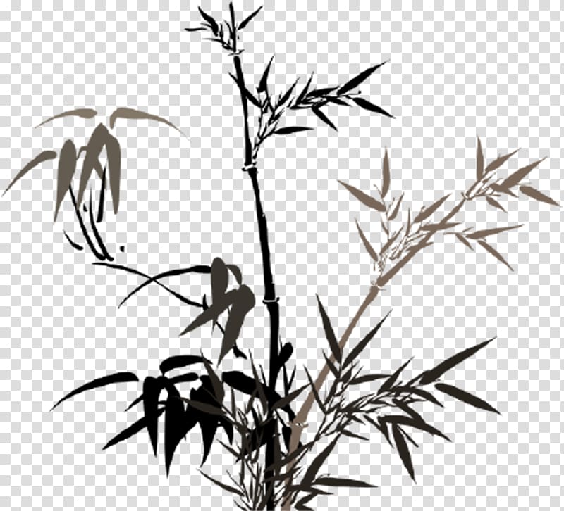 China Bamboo Ink wash painting Chinese painting, Hand painted ink bamboo transparent background PNG clipart