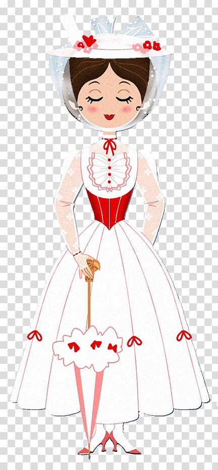 white and red dressed woman , Mickey Mouse Mary Poppins Walt Disney , Mary Poppins transparent background PNG clipart