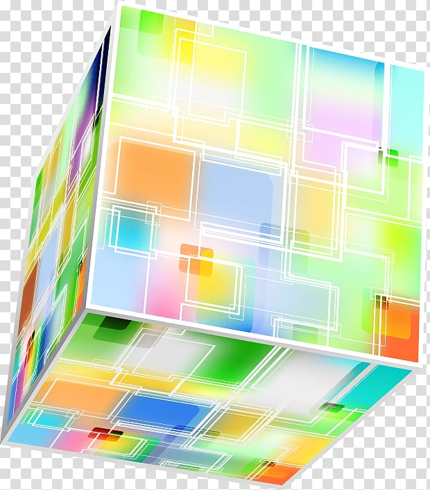 Line Cube, Colored lines painted cube transparent background PNG clipart