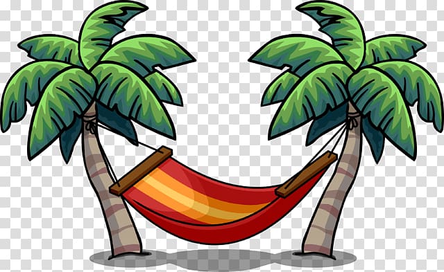 red hammock between coconut trees illustration, Hammock transparent background PNG clipart