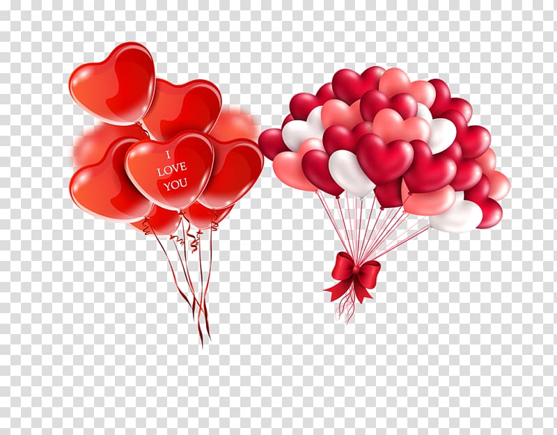 Heart Valentines Day Balloon Red, Balloons float transparent background PNG clipart