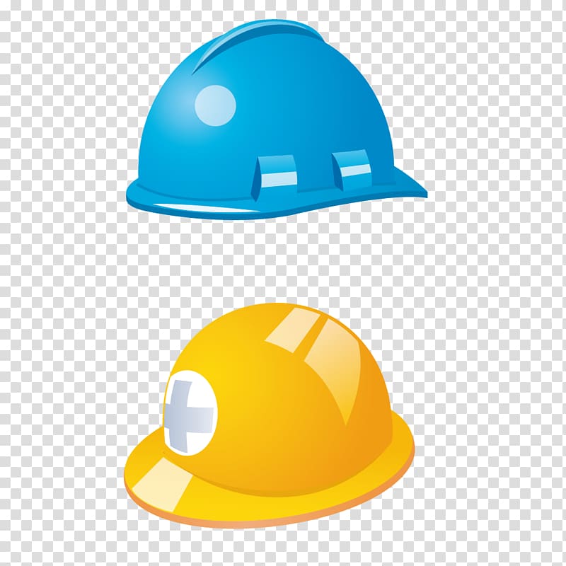 Hard hat, Yellow Blue helmet material transparent background PNG clipart